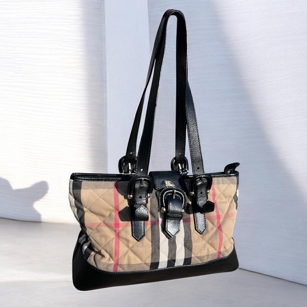 BURBERRY Multicolor Canvas Quilted Nova House Check Manor Tote Bag